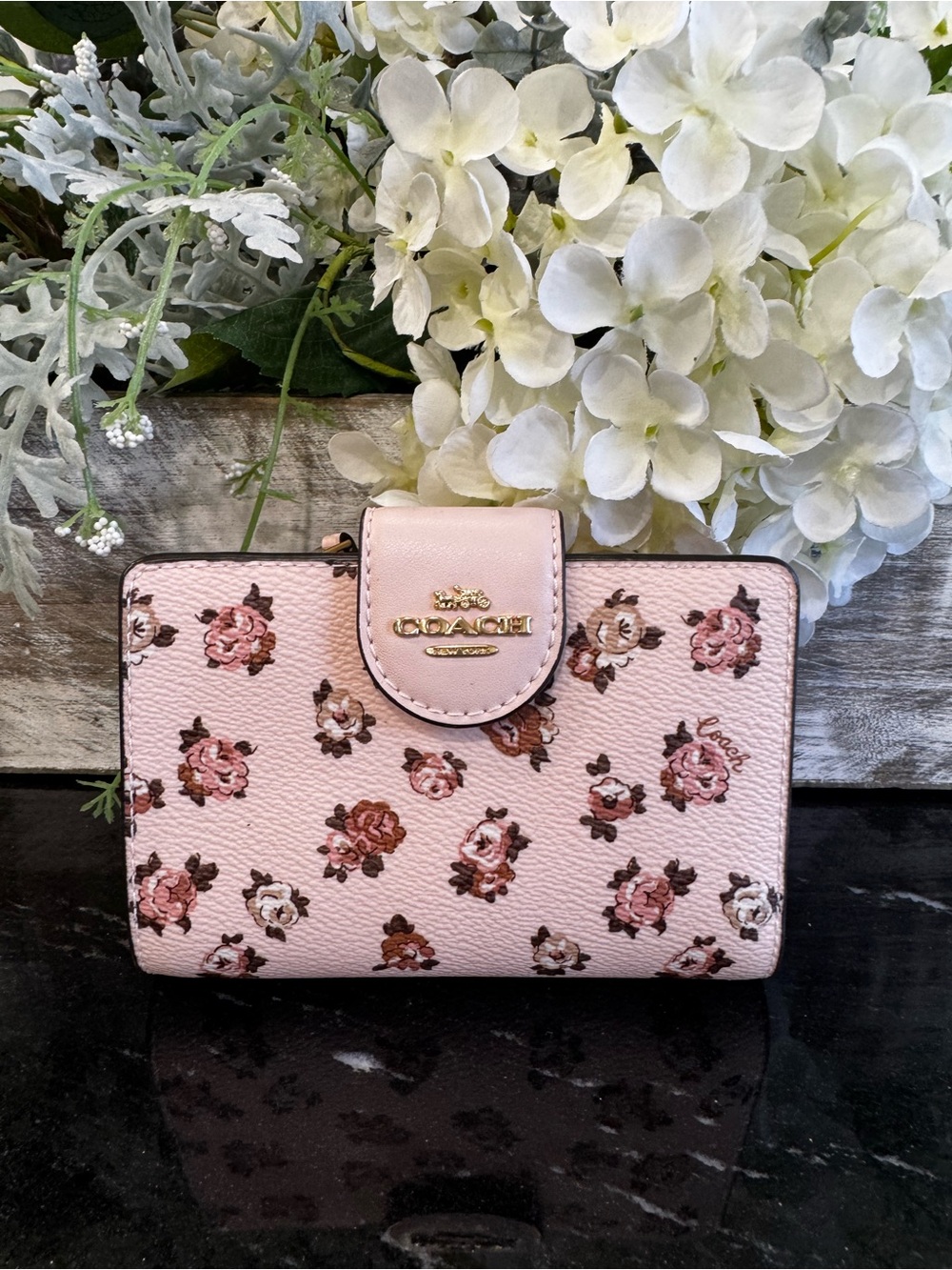 Coach Pink Floral Leather Wallet